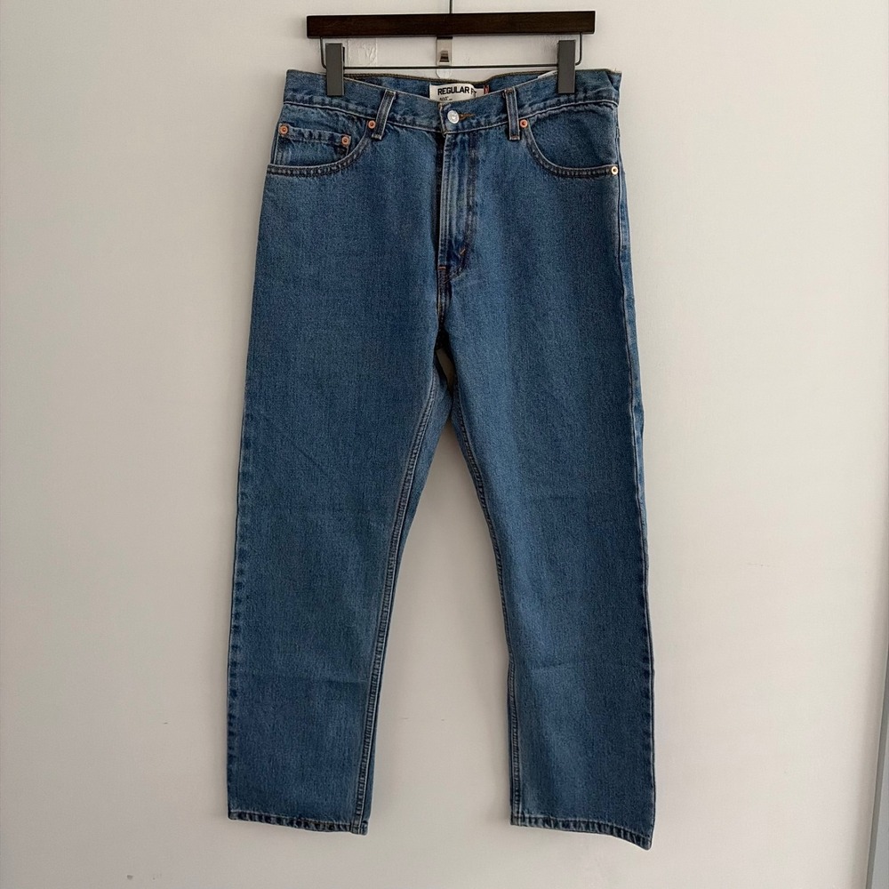 Levis 505 Regular Fit Jeans Mens 34x29 Medium Wash Blue Straight Leg